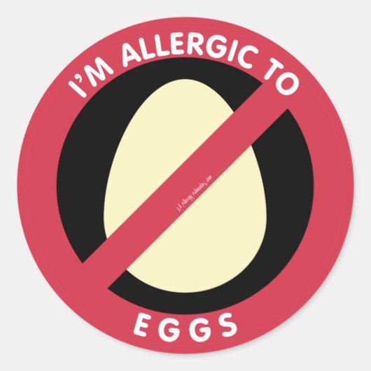 Ik ben allergisch voor Eieren Voedsel Allergie Sym Ronde Sticker (Voorkant)