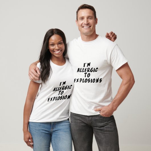 Ik ben allergisch voor explosies t-shirt (Unisex)