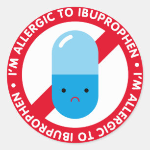 Ik ben allergisch voor ibuprofen! Ibuprofenallergi Ronde Sticker