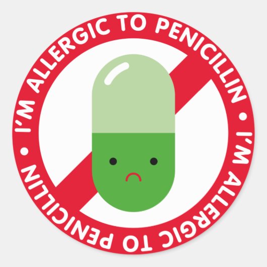 Ik ben allergisch voor penicilline. Penicilline al Ronde Sticker (Voorkant)