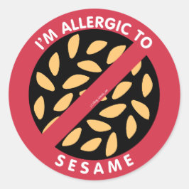 Ik ben allergisch voor Sesamzaadallergie Symbool K Ronde Sticker