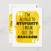 Ik ben allergisch voor stommiteit die ik in Sarcas Briefkaart (Voorkant / Achterkant)
