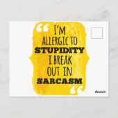 Ik ben allergisch voor stommiteit die ik in Sarcas Briefkaart (Achterkant)