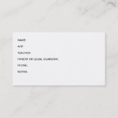 "IK BEN ALLERGISCH VOOR" VISITEKAARTJE (Achterkant)