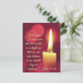 Ik ben als licht gekomen, John 12:46 Bijbelversie. Feestdagenkaart (Staand voorkant)