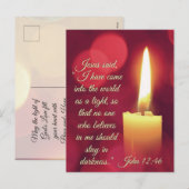 Ik ben als licht gekomen, John 12:46 Bijbelversie. Feestdagenkaart (Voorkant / Achterkant)