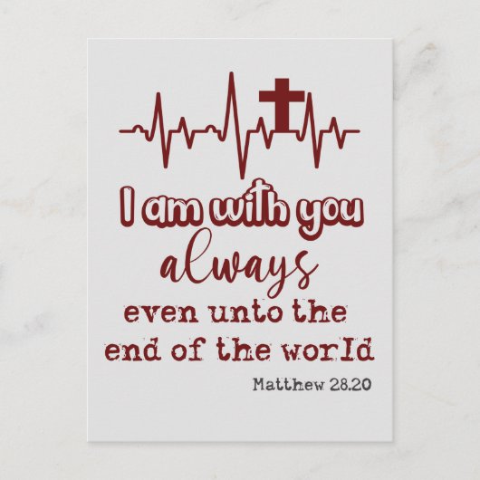 Ik ben altijd bij U, Bijbelvers Quote Briefkaart (Voorkant)