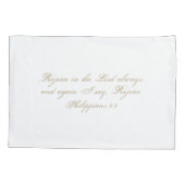 Ik ben altijd blij in de Heer. Bijbelverse Elegant Kussensloop (Achterkant)