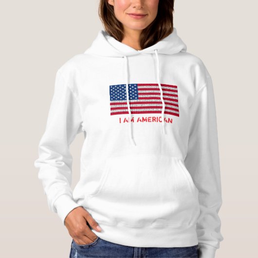 Ik ben Amerikaanse vlag Red Blue White Hoodie (Voorkant)