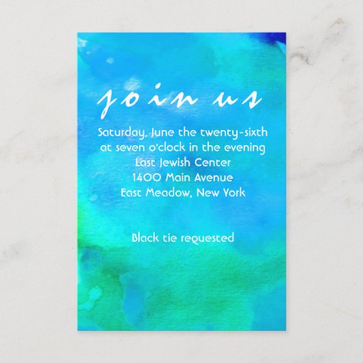 Ik ben AQUA WATERVERF Bat Mitzvah. Informatiekaartje (Voorkant)