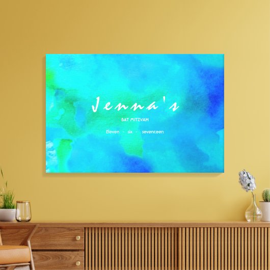 Ik ben AQUA WATERVERF Bat Mitzvah Inloggen Board Canvas Afdruk (Insitu (Woonkamer))
