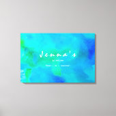 Ik ben AQUA WATERVERF Bat Mitzvah Inloggen Board Canvas Afdruk (Voorkant)