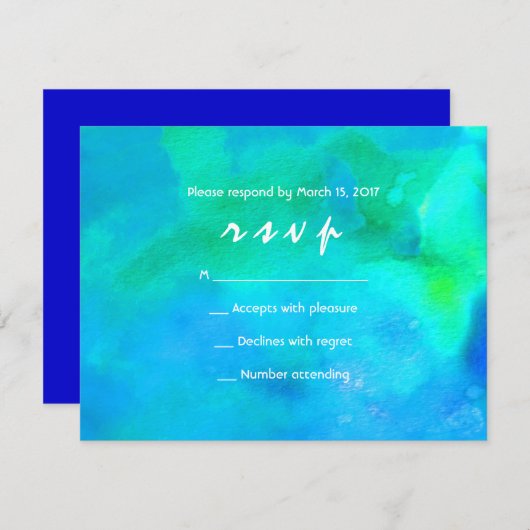 Ik ben AQUA WATERVERF Bat Mitzvah Uitnodiging (Voorkant / Achterkant)