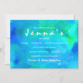 Ik ben AQUA WATERVERF Bat Mitzvah Uitnodiging (Voorkant)