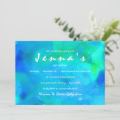 Ik ben AQUA WATERVERF Bat Mitzvah Uitnodiging (Staand voorkant)