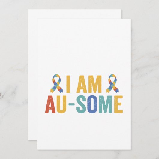 Ik ben Au-Some Autisme Funny Autistisch Bewustzijn Kaart (Voorkant / Achterkant)