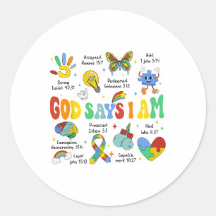 Ik ben Autisme Bewustzijn Kinder Christelijk Ronde Sticker