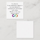 "Ik ben Autistisch" Bewustzijn — Communicatie Kaar Contactkaartje (Voorkant / Achterkant)