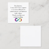 "Ik ben Autistisch" Bewustzijn — Communicatie Kaar Vierkante Visitekaartje (Voorkant / Achterkant)