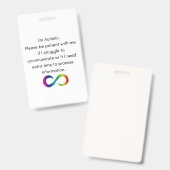 Ik ben Autistisch-Communicatie Kaart Badge (Voor- en achterkant)