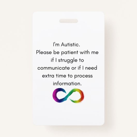 Ik ben Autistisch-Communicatie Kaart Badge (Voorkant)