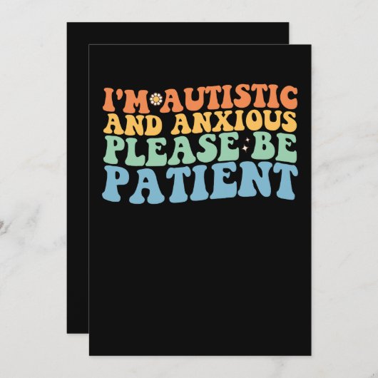 Ik ben autistisch en angstig, wees alsjeblieft ged kaart (Voorkant / Achterkant)