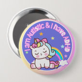 Ik ben autistisch en ik heb ADHD Ronde Button 4,0 Cm (Voorkant /achterkant)
