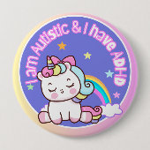 Ik ben autistisch en ik heb ADHD Ronde Button 4,0 Cm (Voorkant)