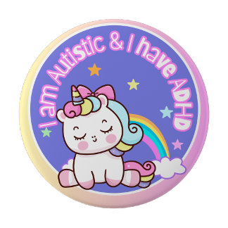 Ik ben autistisch en ik heb ADHD Ronde Button 4,0 Cm