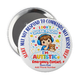 Ik ben autistisch niet-verbale pin badge ronde button 4,0 cm
