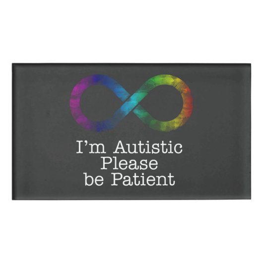 Ik ben autistisch, wees geduldige naam tag (Voorkant)