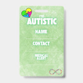 Ik ben Autistische Alarm ID Contact Badge (Achterkant)