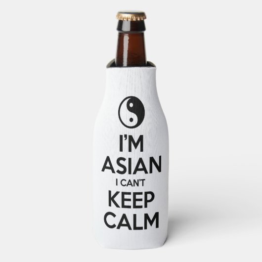 Ik ben Aziatisch dat ik geen kalm kan houden. Flesjeskoeler (Fles Voorkant)