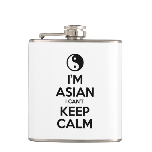 Ik ben Aziatisch dat ik geen kalm kan houden. Heupfles (Voorkant)