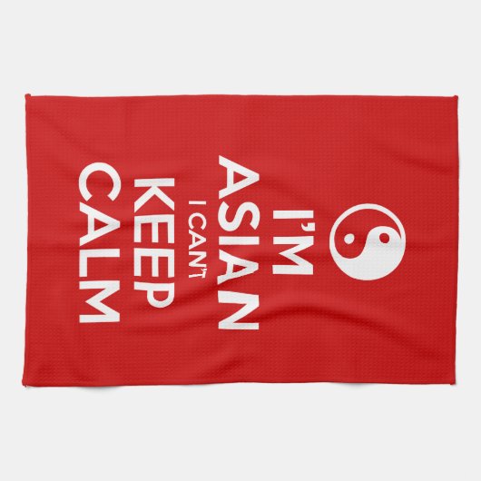 Ik ben Aziatisch dat ik geen kalm kan houden. Theedoek (Horizontaal)