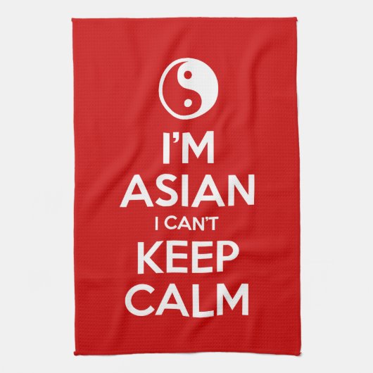 Ik ben Aziatisch dat ik geen kalm kan houden. Theedoek (Verticaal)
