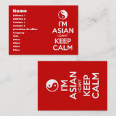 Ik ben Aziatisch dat ik geen kalm kan houden. Visitekaartje (Voorkant / Achterkant)