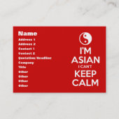 Ik ben Aziatisch dat ik geen kalm kan houden. Visitekaartje (Voorkant)