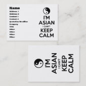 Ik ben Aziatisch dat ik geen kalm kan houden. Visitekaartje (Voorkant / Achterkant)
