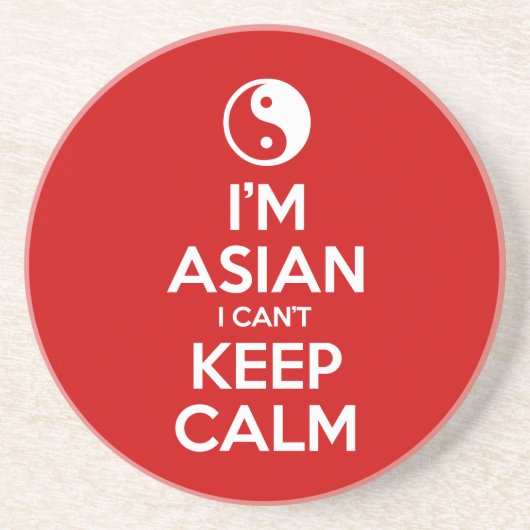 Ik ben Aziatisch dat ik geen kalm kan houden. Zandsteen Onderzetter (Voorkant)