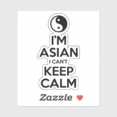 Ik ben Aziatisch, ik kan niet kalm blijven Sticker (Vel)