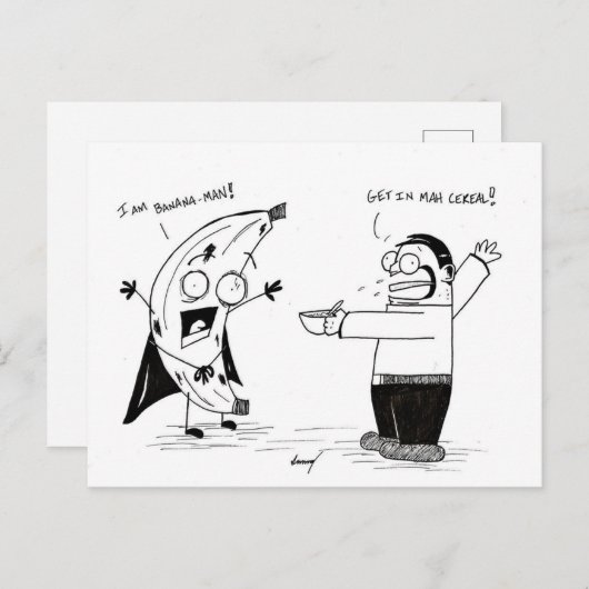 "IK BEN BANANA-MAN!" Briefkaart (Voorkant / Achterkant)