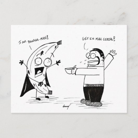 "IK BEN BANANA-MAN!" Briefkaart (Voorkant)
