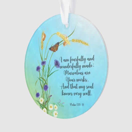 Ik ben bang en wonderbaarlijk gemaakt ornament (voorkant)