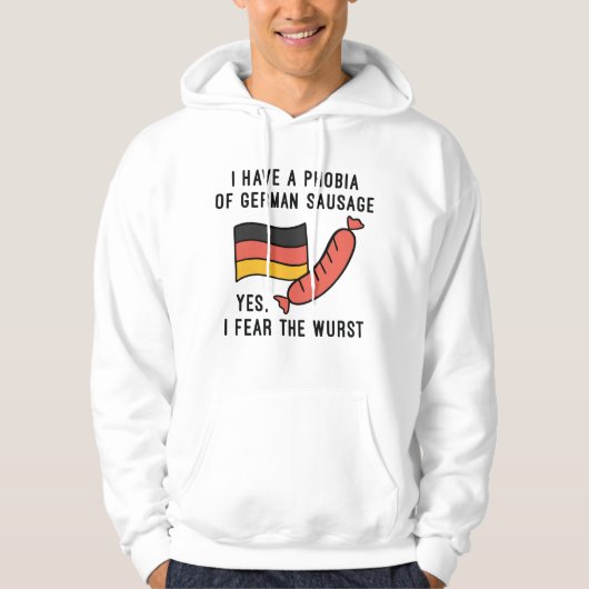 Ik ben bang voor de worst hoodie (Voorkant)
