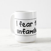Ik ben bang voor het onbekende koffiemok (Voorkant links)