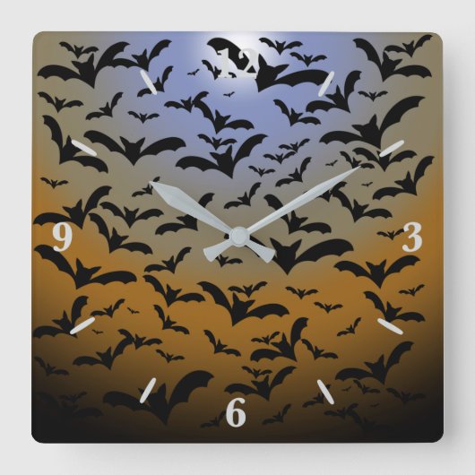 Ik ben Batty gegaan voor Black Bats &  Moonlight Vierkante Klok (Voorkant)