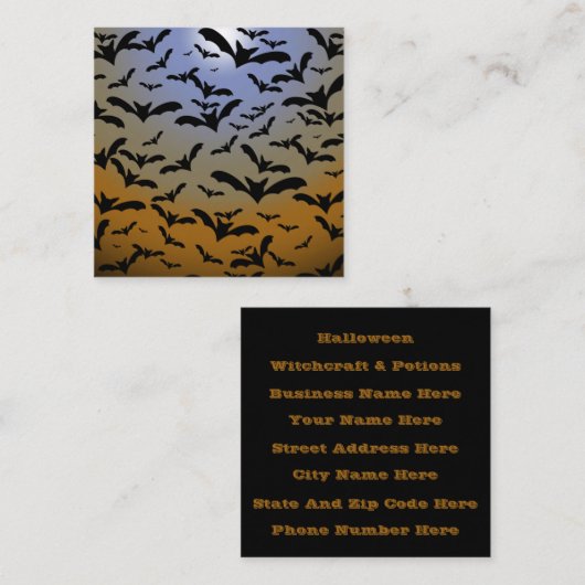Ik ben Batty gegaan voor Black Bats &  Moonlight Vierkante Visitekaartje (Voorkant / Achterkant)
