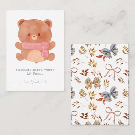 Ik ben Beary blij dat je mijn vriend bent School V Notitiekaartje (Voorkant / Achterkant)