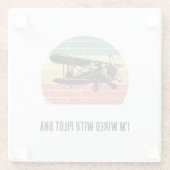 Ik ben bedraad met DNA van de piloot, grappig,  re Glazen Onderzetter (Achterkant)